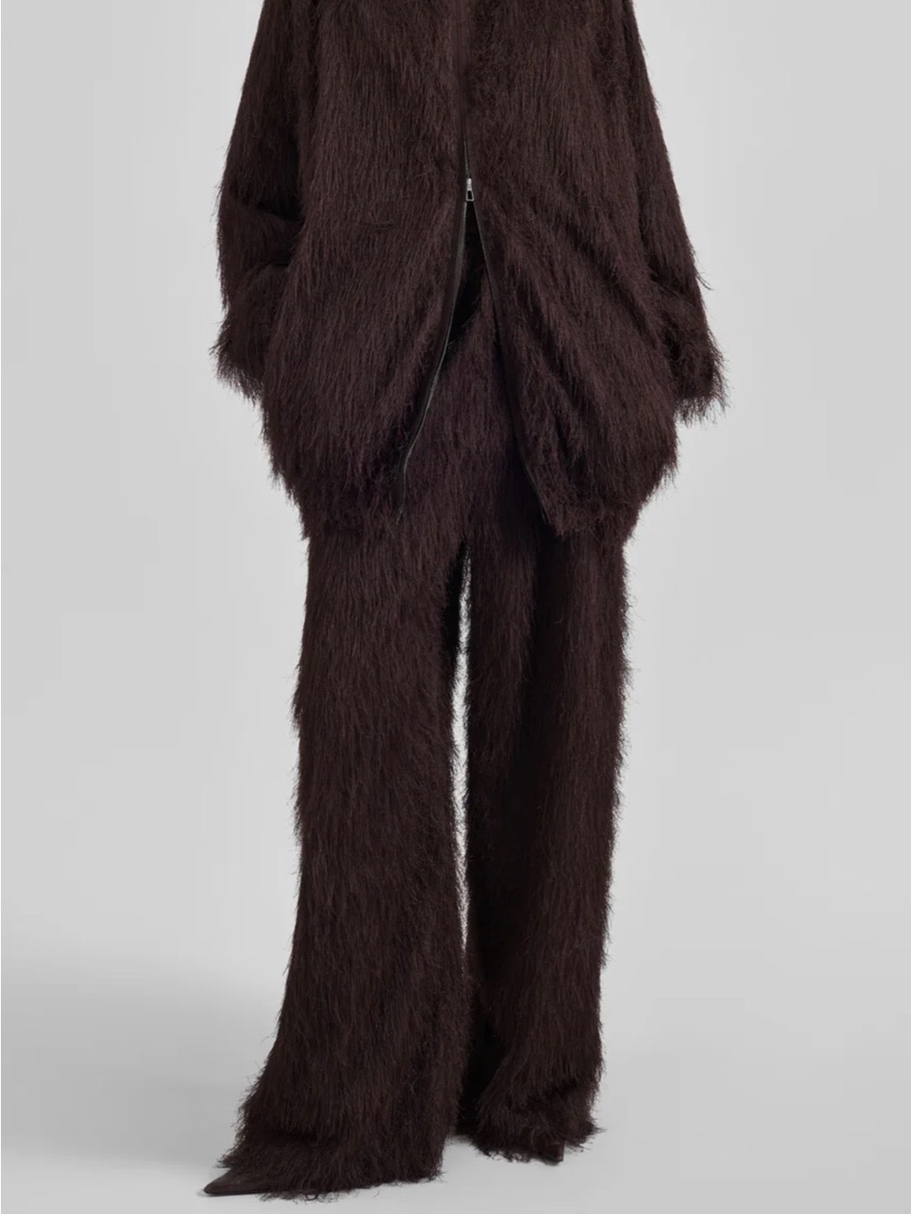 The Frankie Shop Dark Brown Baxter Fringed Track Pants Wide-Leg